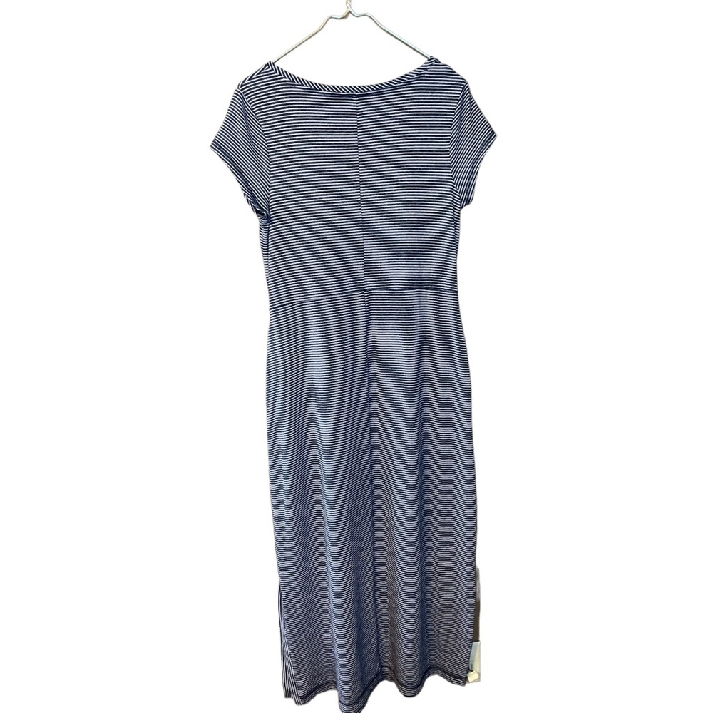 T by Talbot Blue and White Striped Maxi Dress pockets and side Tie Size M - Picture 2 of 12